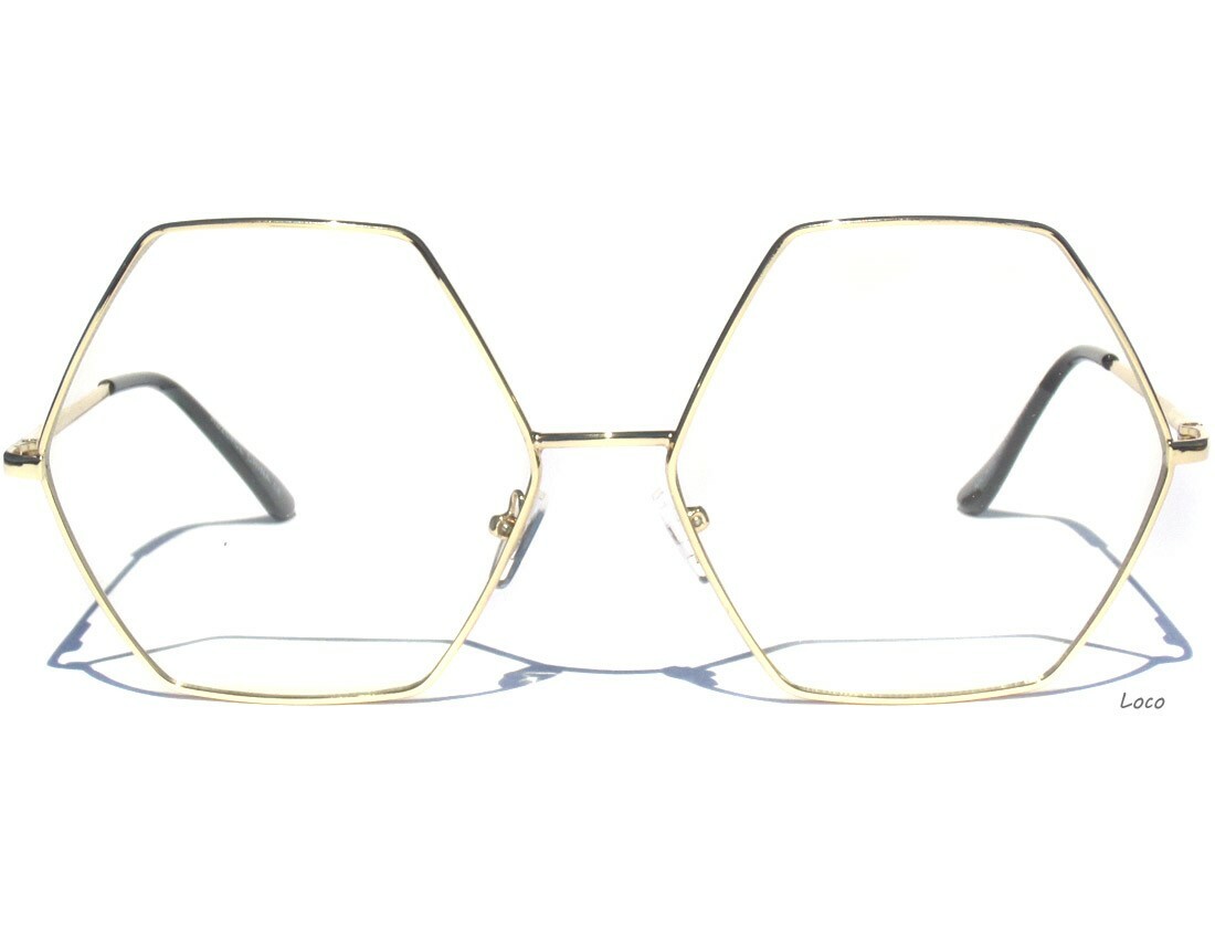 Large Pentagon Shape Clear Lens Glasses Classic Vintage