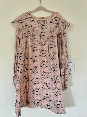 Ruby & Bloom size 6 Girls Dress in pink with teal reindeer and floral print