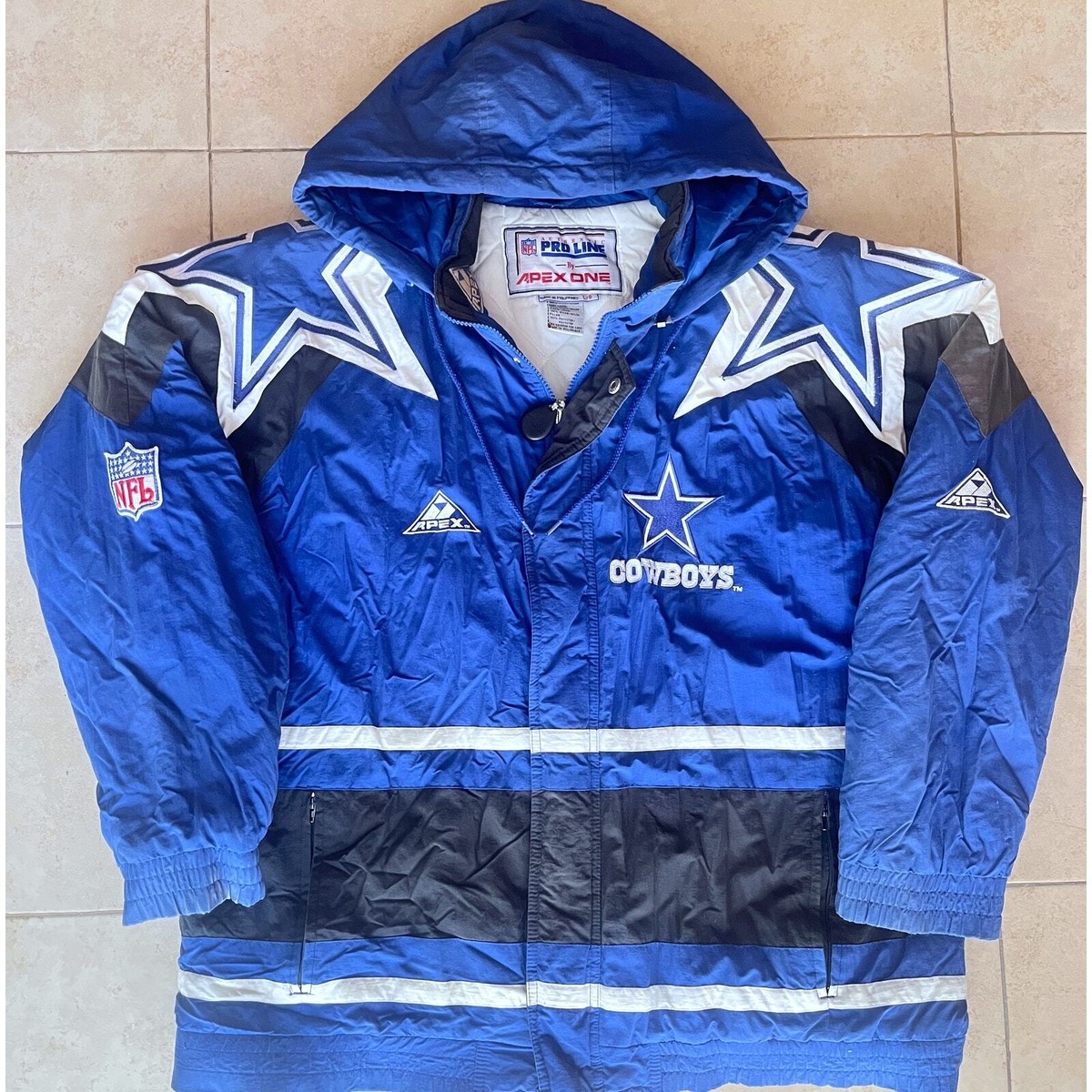 90's LOCKER LINE/ COWBOYS ナイロン ジャケット Dallas Cowboys 90s APEX puffer STARS jacket JERRY L blue
