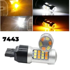 7443 7440 7444 LED Turn Signal Switchback White/Amber DRL Parking Light Bulbs