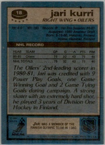 Jari Kurri Edmonton Oilers 1981 - Foto 10 di 11