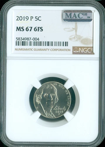2019 P Jefferson Nickel NGC MS67 FS MAC Quality
