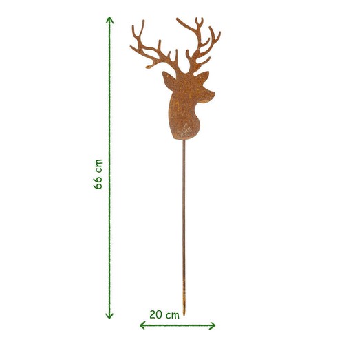 Rost Deko Stecker Hirsch mit Geweih Beetstecker Gartendeko Stab Edelrost - Bild 2 von 3