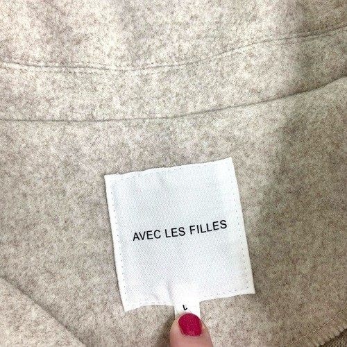 Grande veste chemise caban feutrée taupe Avec Les Filles fermeture éclair devant - Photo 4/6