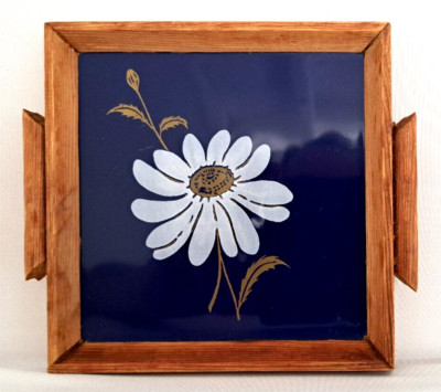   Frühstückstablett oder Untersetzer mit Glasplatte - 20x20cm - handgearbeitet  