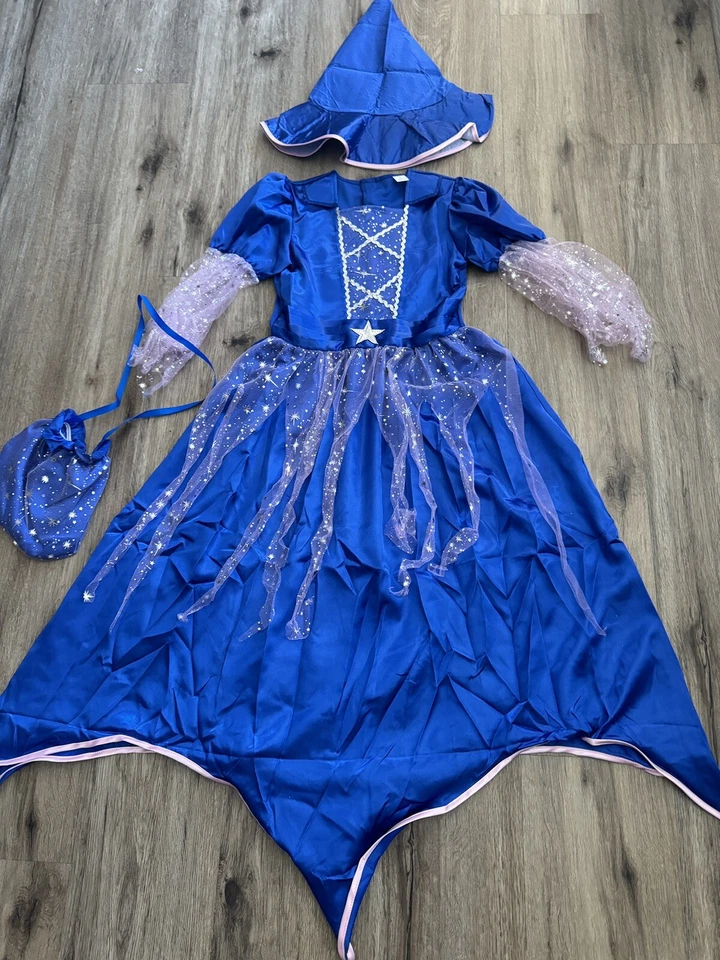 Девочка платье ведьма звезда большой костюм фестиваль для девочек со шляпой Sz L - Изображение 4 из 4