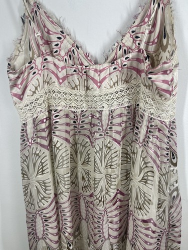 Poleci Women’s Silk Boho Slip Midi Dress With Crochet Accents Lined Size 4 USA - Picture 9 of 16