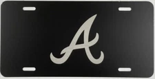 NEW Atlanta Braves A logo #2 Laser Engraved License Plate Car Tag Flat Black