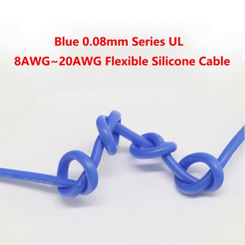 Blue 0.08mm Series UL 8AWG~20AWG Flexible Silicone Cable Heat-resistant Cable - Picture 1 of 5