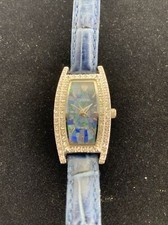 Croton Womens Watch Blue Leather Band CZ SEE PICS