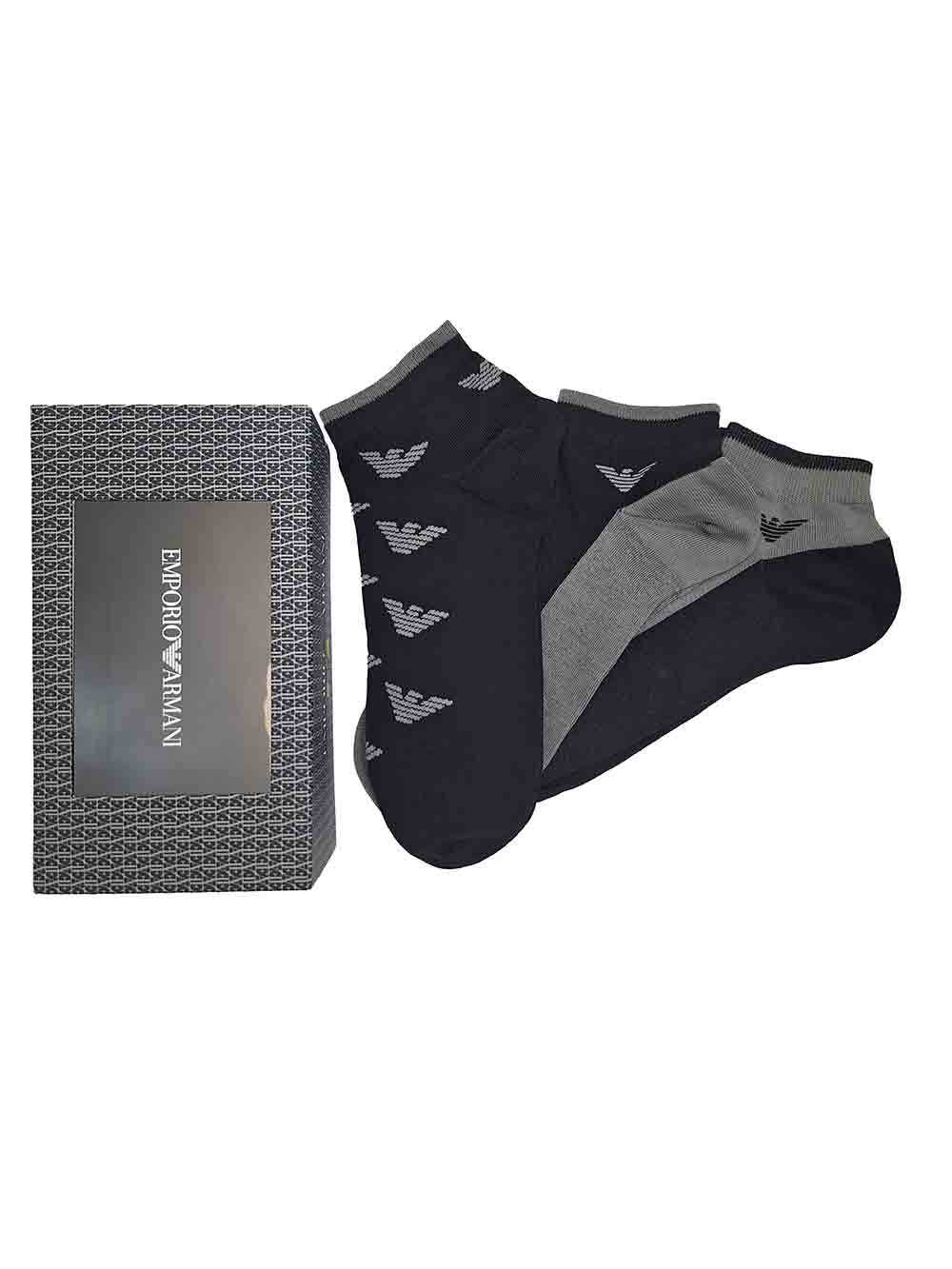Calzino Corto Caviglia Uomo Tripack Cofanetto Regalo Emporio Armani - 3032284...
