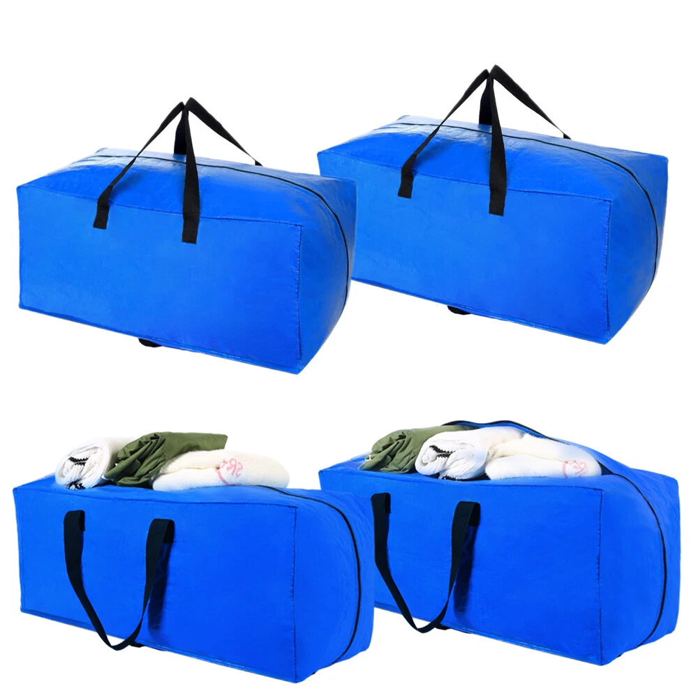 4-Pack Storage Bag Extra Large Heavy Duty Zipped Reusable Blue Moving Bags