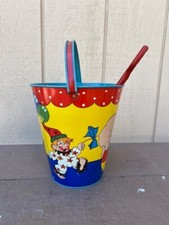 Vintage Ohio At Co. Tin Litho Sand Bucket w/Red Shelve Elephant at Circus 5/112