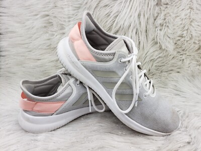 ADIDAS B43755 Gray Coral Pink Cloudfoam Sneakers Size 9
