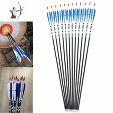 12Pcs 30" Carbon Arrows SP500 Turkey Feather Archery For Compound & Recurve Bow