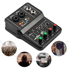 2-Channel USB Audio Mixer with Phantom Power and Real-Time Monitoring