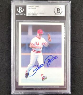Pete Rose signed 1985 Cincinnati Reds Baseball Trading Card slab