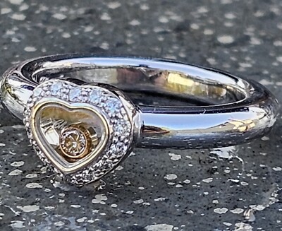 Chopard Happy Pink Diamond Heart Ring Floating 18k White