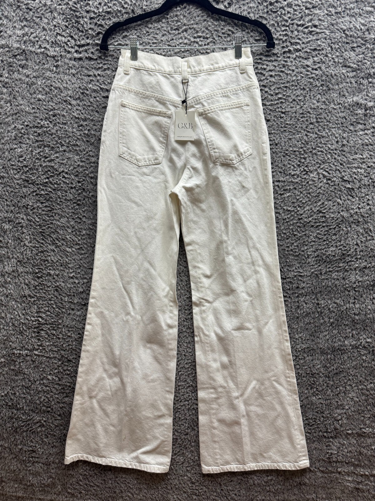 Prada Womens Ivory High Rise Minimalist Classic wide leg flare Fit Jeans Size 25 thumbnail 2