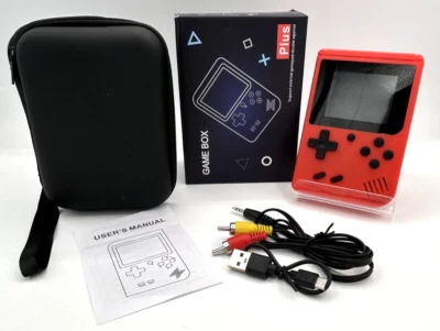 GAMEBOX Game Box Plus- Hand Held Game System, Red 400 Games In 1 With Carrying Case