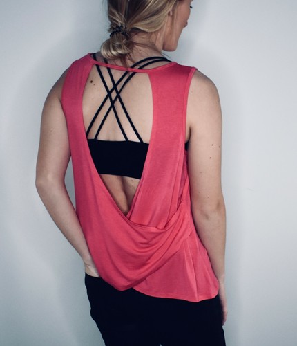 New Womens Pink Lotus PL Movement Sleeveless Coral Workout Tank Top Size Medium - Picture 3 of 7