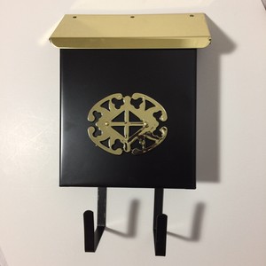New Vintage Deadstock Black Wall Mounted Mailbox Decorative Gold