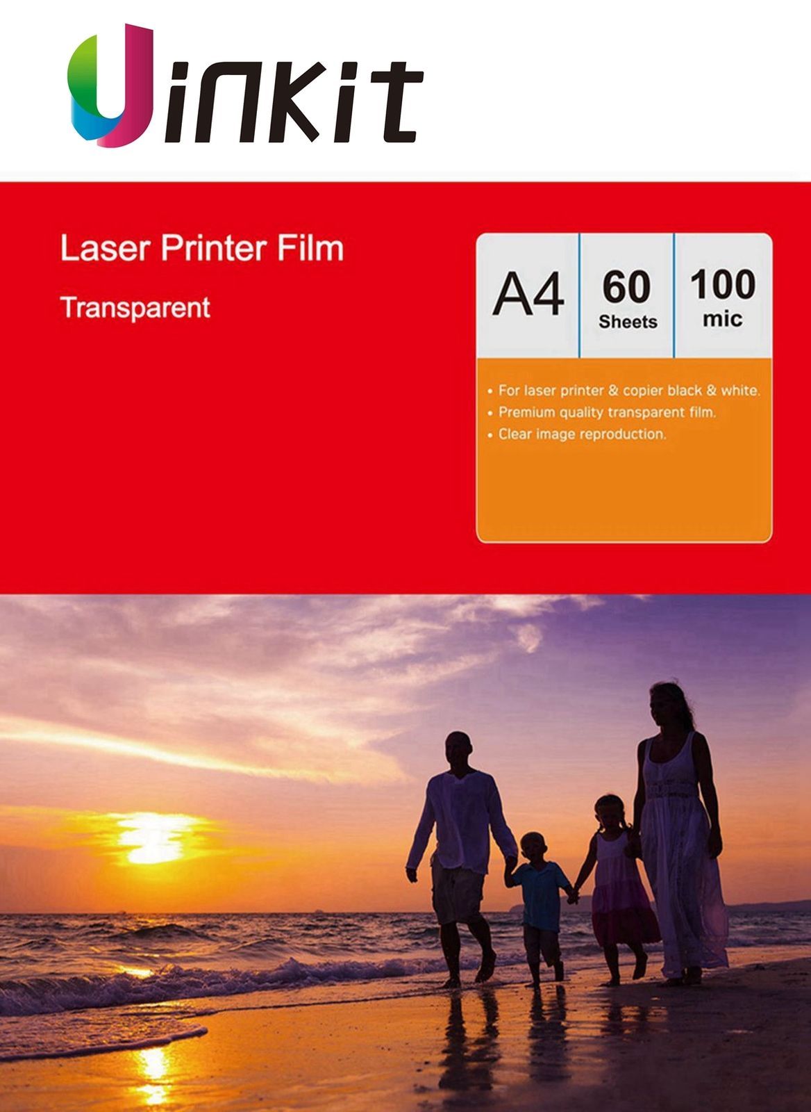 A4 OHP Film Overhead Project Clear for Laser Printer 210X297 Uinkit - 60 Sheets