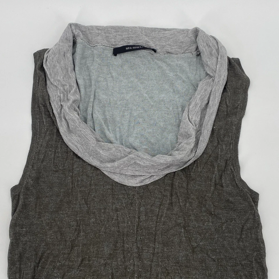 Sita Murt Size EU 38 / US 4 Gray Cowl Neck Knit Dress Sleeveless Drawstring - Image 3 of 4