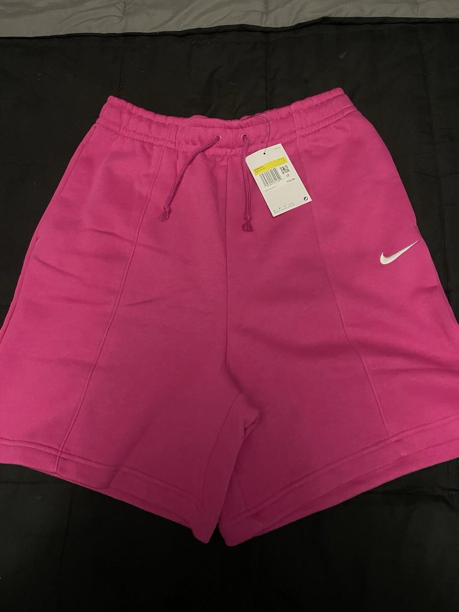 pink nike fleece shorts