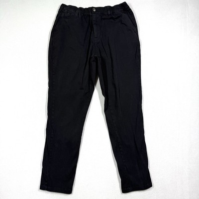 Cove USA Pants Mens 32x30 Black Stretch Chino Elastic Waist Straight Casual Logo