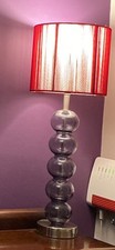 Grey Glass Ball Lamp with Chrome Base & Fittings. Base Only. Good Condition