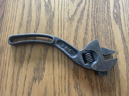 Vintage B&C Bemis & Call  10" Curved Adjustable Wrench Tool Collectible USA