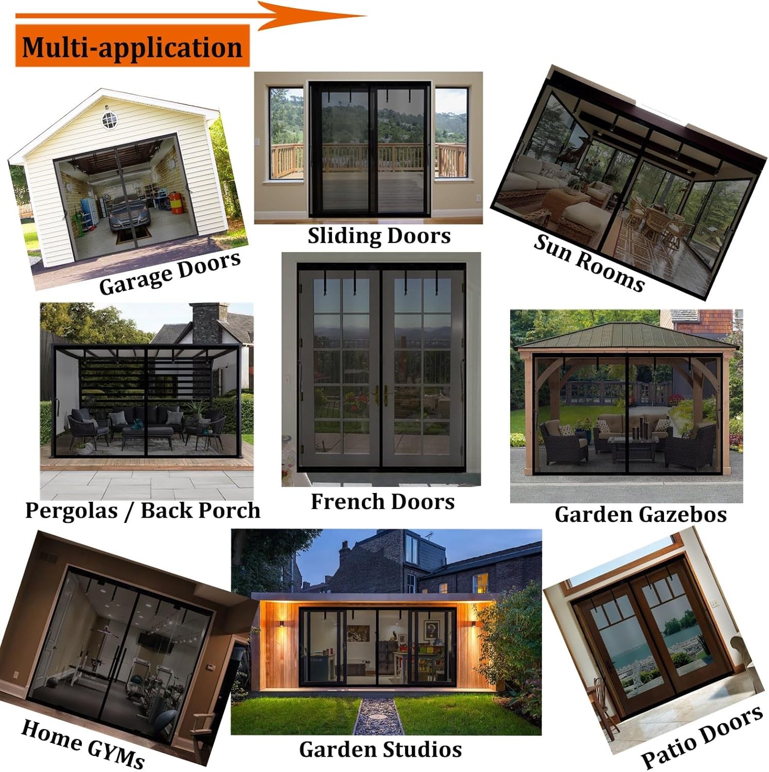 1 Car Garage Door Screen Kit 10x8ft - Retractable Magnetic Mesh Black 