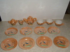Original 1950's Little Hostess Playtime 14 Piece Tea Set Dainty Pastel Pattern