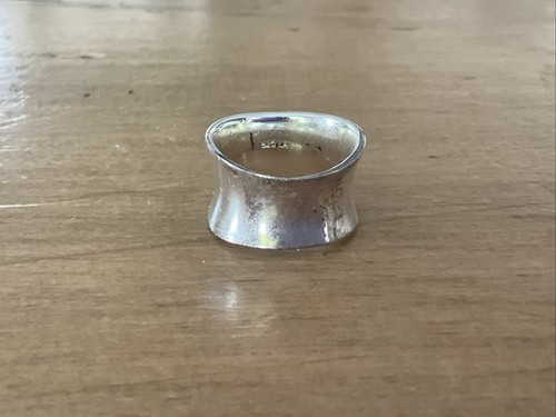 LA 925 Sterling Silver Puffy Heart Love Engraved Cigar Band Style Ring Sz 7 - Picture 3 of 6