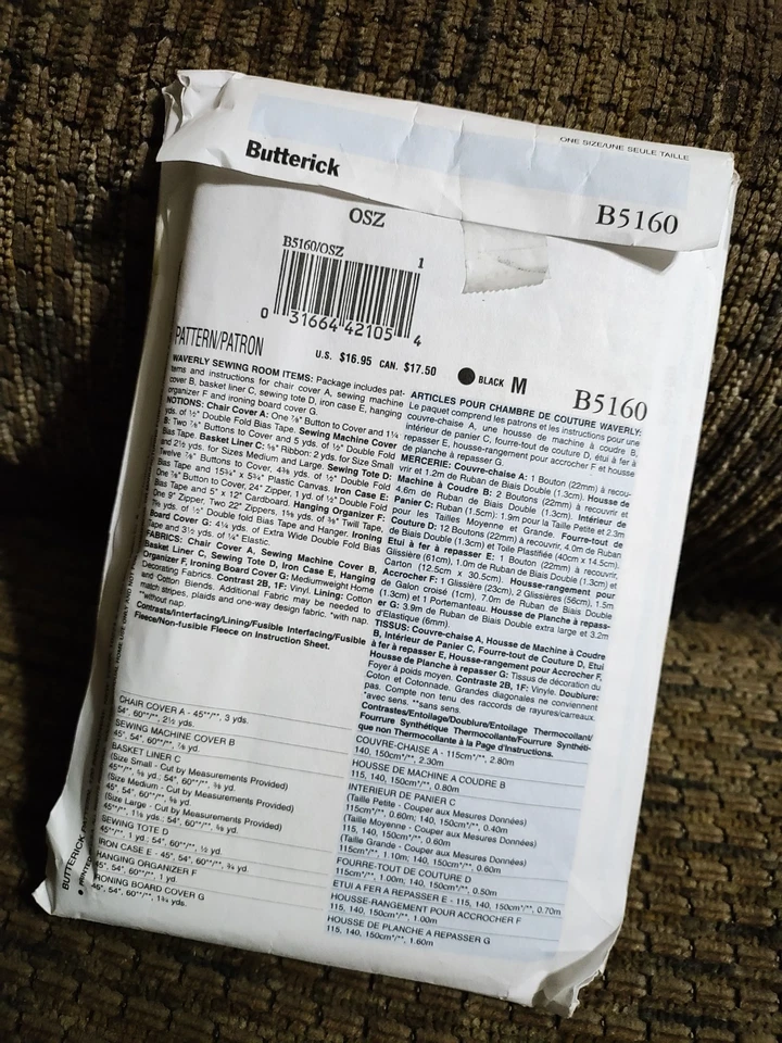 Butterick Waverly Sewing Room Patterns B5160 Covers Totes Chairs New Open Unused - Image 3 of 4