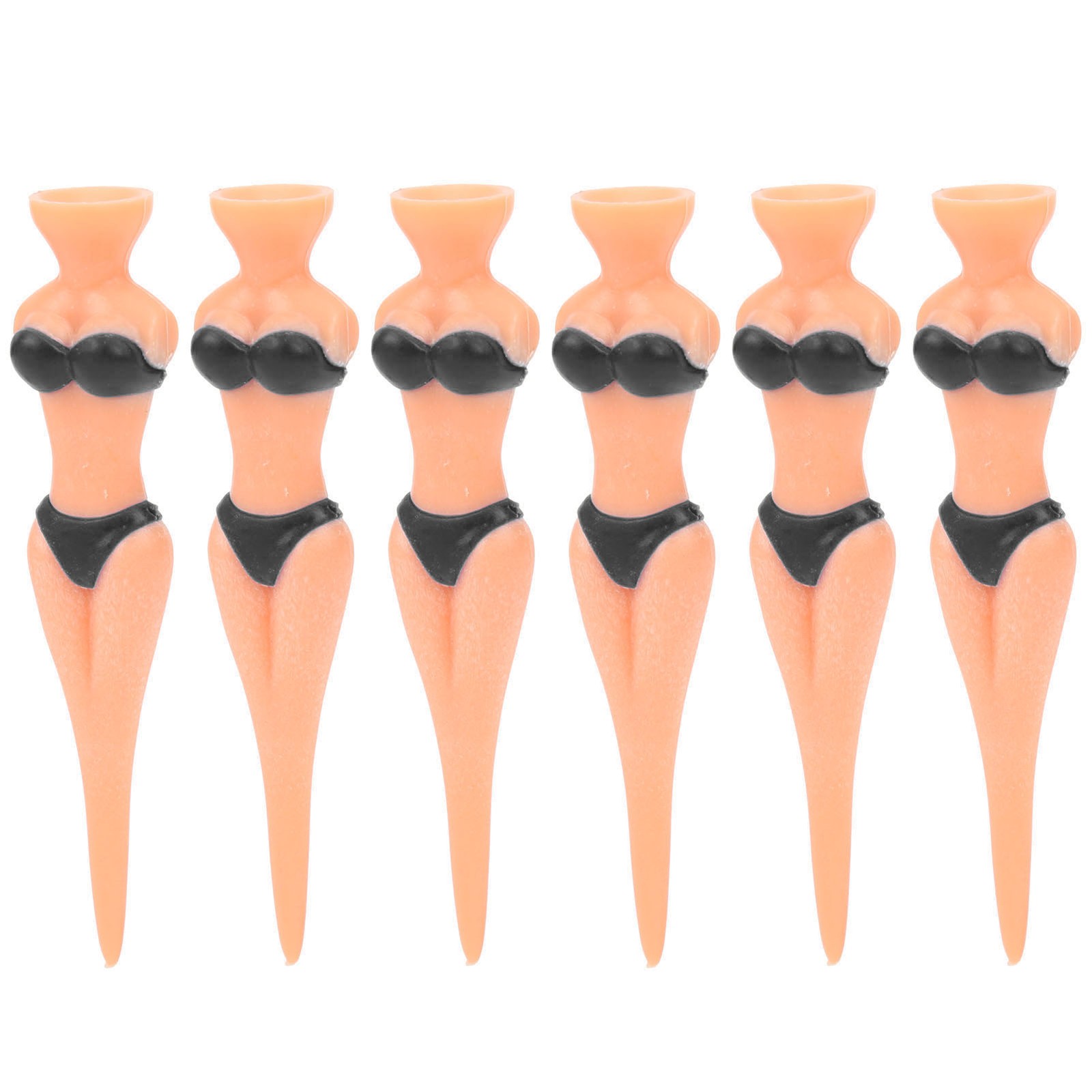 6pcs PE Plastic Golfing Tees Beauty Bikini Shape Durable Training Practice Tool