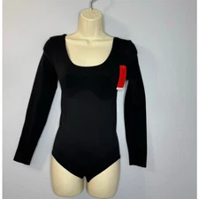 Spanx Long Sleeve Bodysuit L Very Black Tummy Control Slimming Shapewear 