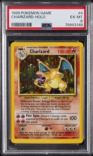 1999 POKEMON GAME #4 CHARIZARD-HOLO PSA 6