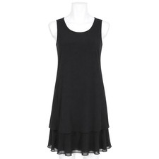 Black Cocktail Dress M Chiffon Hem Little Black Dress Wedding Guest Cruisewear