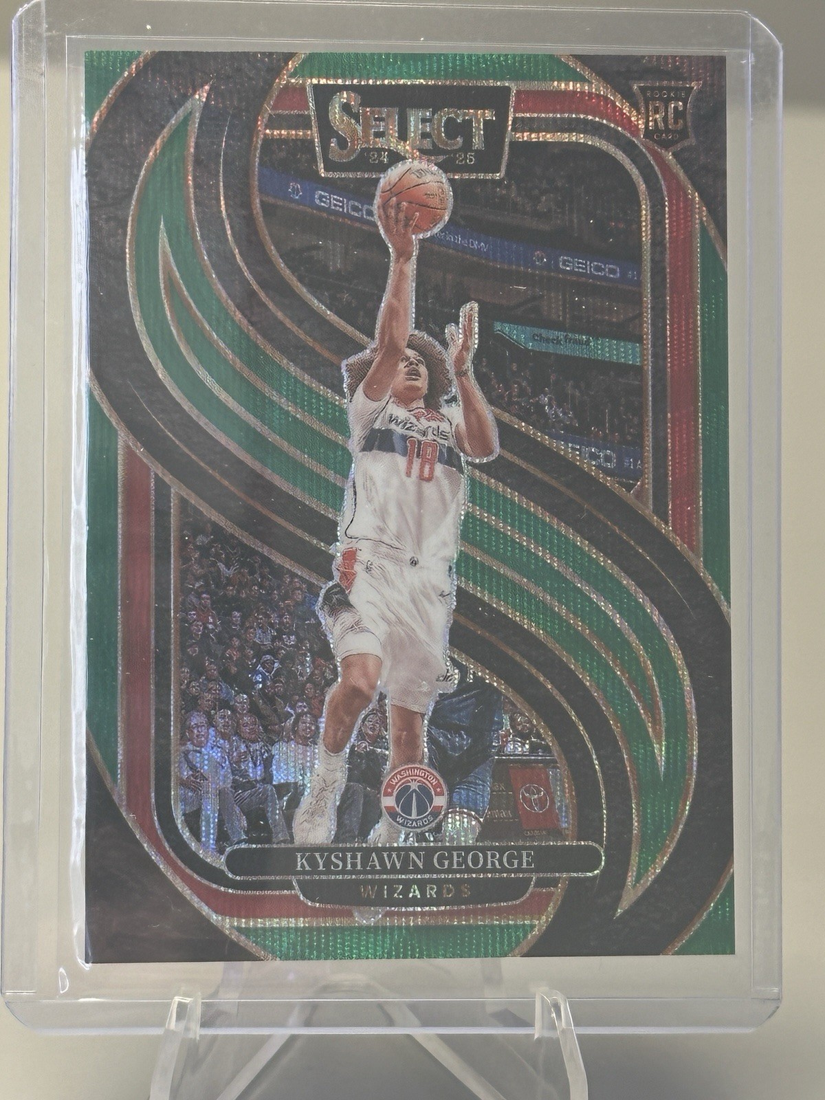 2024-25 Panini Select Kyshawn George #177 Green Wave Premier Level Prizm #/50 RC