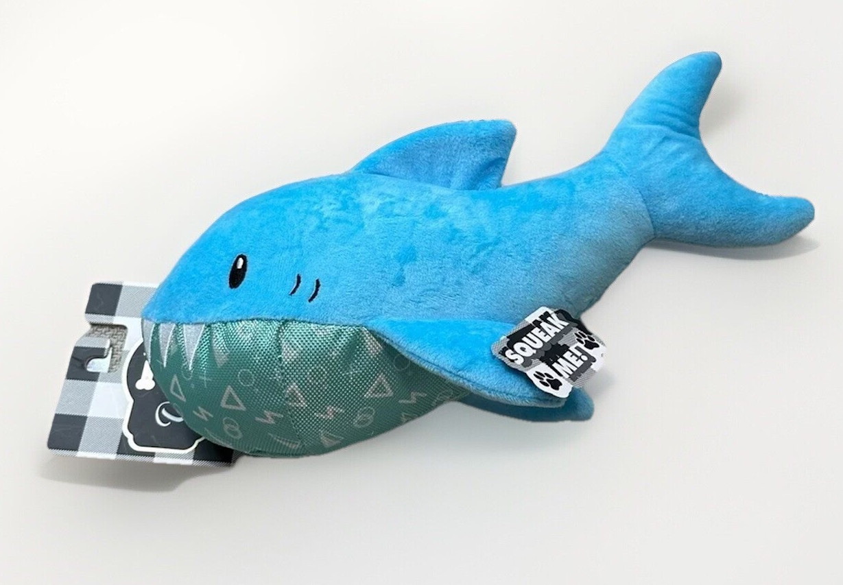 Shark Dog Toy NWT Blue Squeaker Ocean Pet Puppy Holiday Gift Florida Coastal