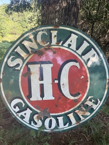 VINTAGE LG PORCELAIN HC SINCLAIR OIL GAS SIGN 48x48 INCHES DOUBLE SIDED RARE