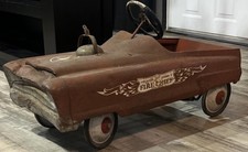 Vintage Metal Pedal Car Ride-On Toy Fire Chief Firehouse Number 9