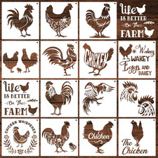 Farmhouse Chicken Stencils - 15 Pcs Farm Stencil Set for Wood Crafts, Farmhouse