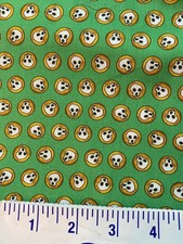 mini Skulls QT Halloween cotton fabric green choice of size 44"w