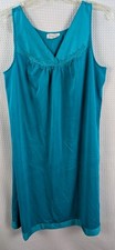 Vintage Vanity Fair Teal Nylon Sleeveless Nightgown USA Made Size Medium