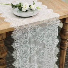 Hooqict 4 Pack Lace Table Runner 14 x 120 Inch Ivory 14 x 120 Inch, White