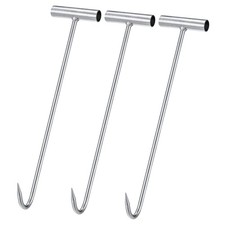 uxcell T-Handle Meat Boning Hook, Galvanized T Hooks for 16 Inch, Silver Tone