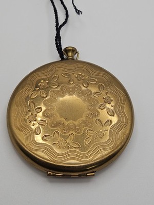 Vintage Zell Fifth Avenue Gold Tone Mirror Powder Compact with Tassel
